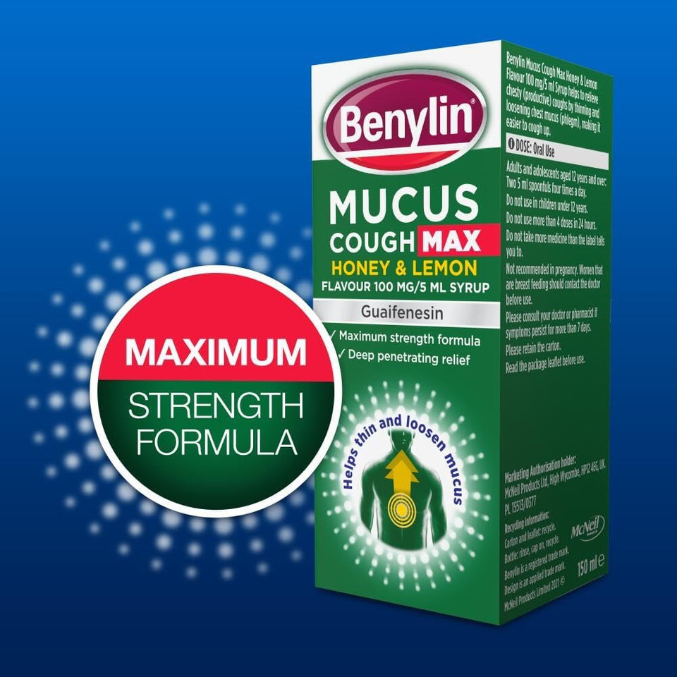 Benylin Mucus Cough Max Honey & Lemon Flavour Syrup 150ml