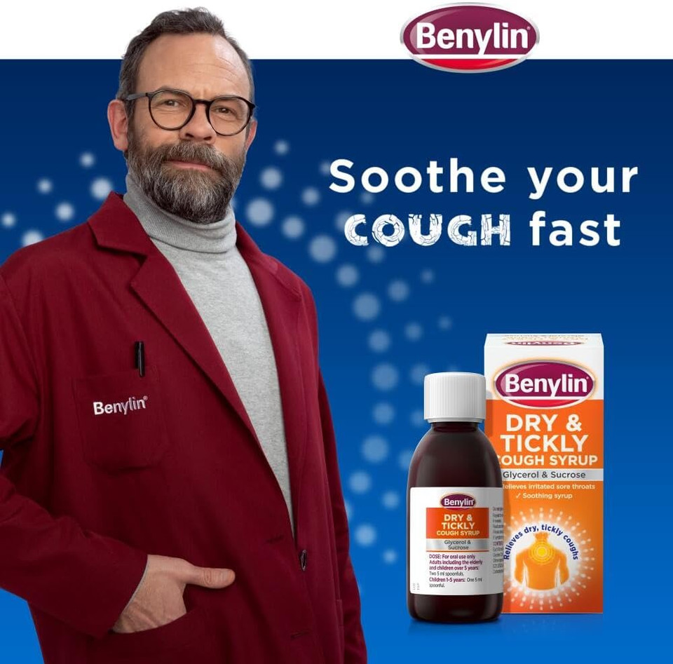 Benylin Dry and Tickly Syrup, Targeted Relief for Your Cough, Medicine for Adults and Children, 150 ml