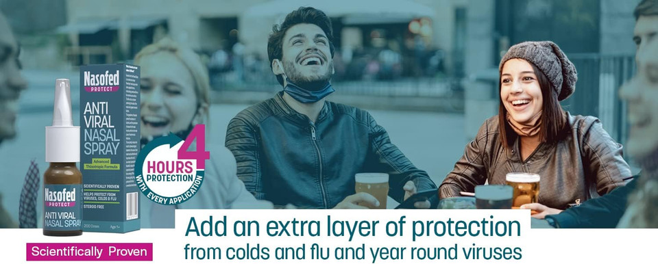 Nasofed Anti Viral Nasal Spray. Helps Protect from Viruses, Colds & Flu. 4 Hours Protection with Each Application. Steroid Free. 1 x 10 ml