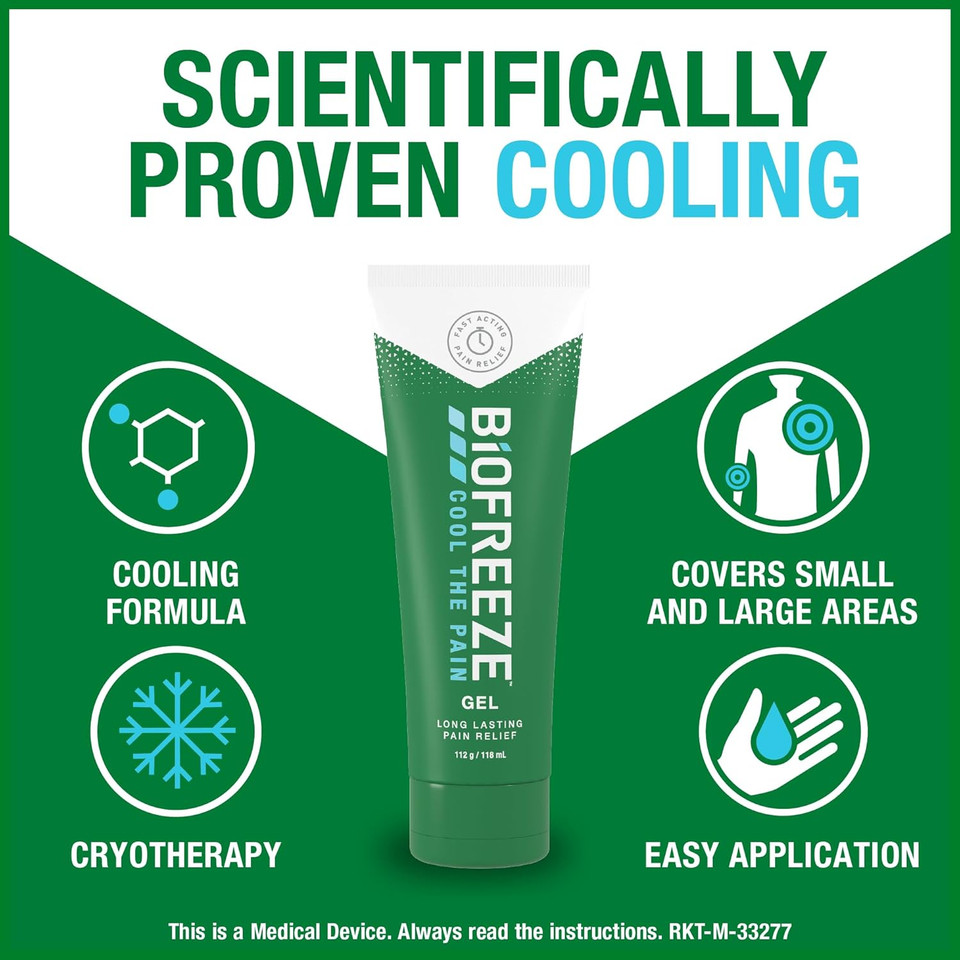 Biofreeze Cooling Gel 118 ml - Fast Acting, Long Lasting Pain Relief for Muscles, Joints, Back - Eases Muscle and Joint Discomfort, Fever - Non-Greasy Formula Biofreeze Cooling Gel 118 ml - Fast Acting, Long Lasting Pain Relief for Muscles, Joints, Back - Eases Muscle and Joint Discomfort, Fever - Non-Greasy Formula