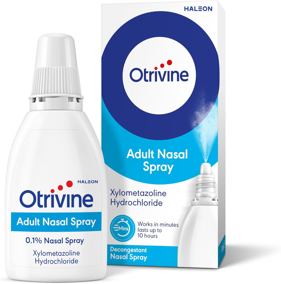 Otrivine Nasal Spray Adult 0.1% Decongestant for Blocked Nose Relief in Cold and Flu, 10 ml