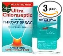 3 Packs of Ultra Chloraseptic Original Menthol Throat Spray 15ml