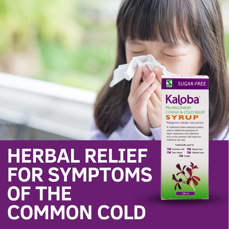 Schwabe Pharma - Kaloba Cough & Cold Relief Syrup - Pelargonium Sidoides Root Extract - Traditionally Used for Common Cold, Runny Nose, Sore Throat, Blocked Nose, Cough - Sugar Free  100ml
