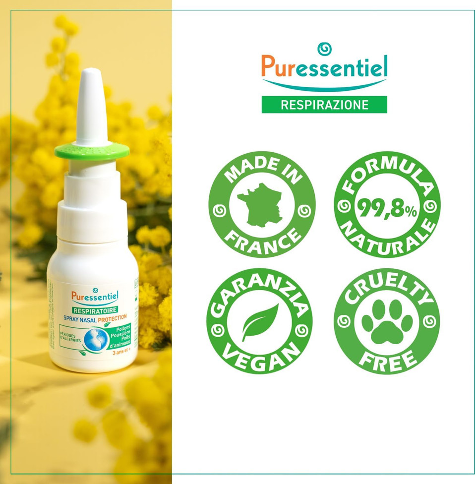 Puressentiel Respiratory Protective Nasal Spray 20ml - Allergy Protection - Helps Prevent Allergic Rhinitis - Seawater & Eucalyptus 100% Natural Origin - Protects Against Pollen, Dust & Pet Hair