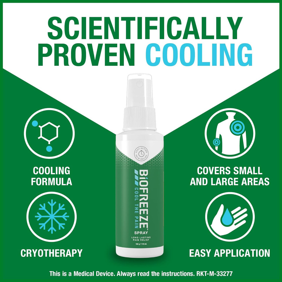 Biofreeze Cooling Relief 118 ml - Fast Acting, Long Lasting Cold Therapy for Muscle, Joint, Back Pain & Fever - Quick Comfort Freeze Solution Biofreeze Cooling Relief 118 ml - Fast Acting, Long Lasting Cold Therapy for Muscle, Joint, Back Pain & Fever - Quick Comfort Freeze Solution
