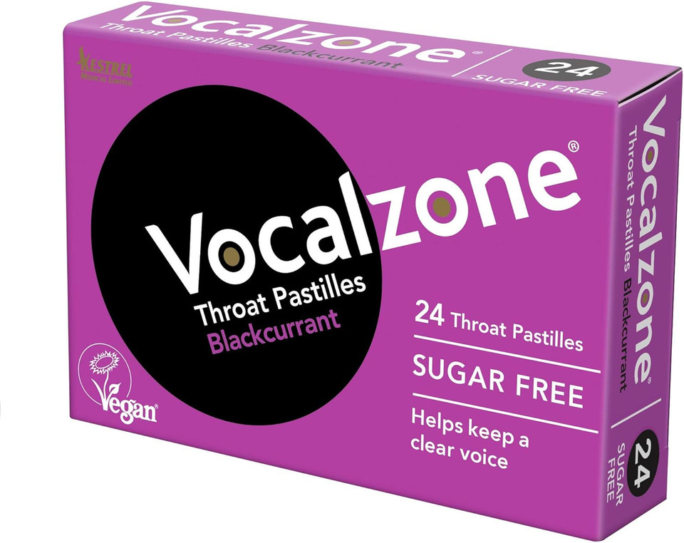 Vocalzone Throat Pastilles Blackcurrant Sugar Free 3 Packs + Free tin - for Sore Throats and Hoarseness When Overusing Your Voice. Produced and Sold in The United Kingdom Since 1912