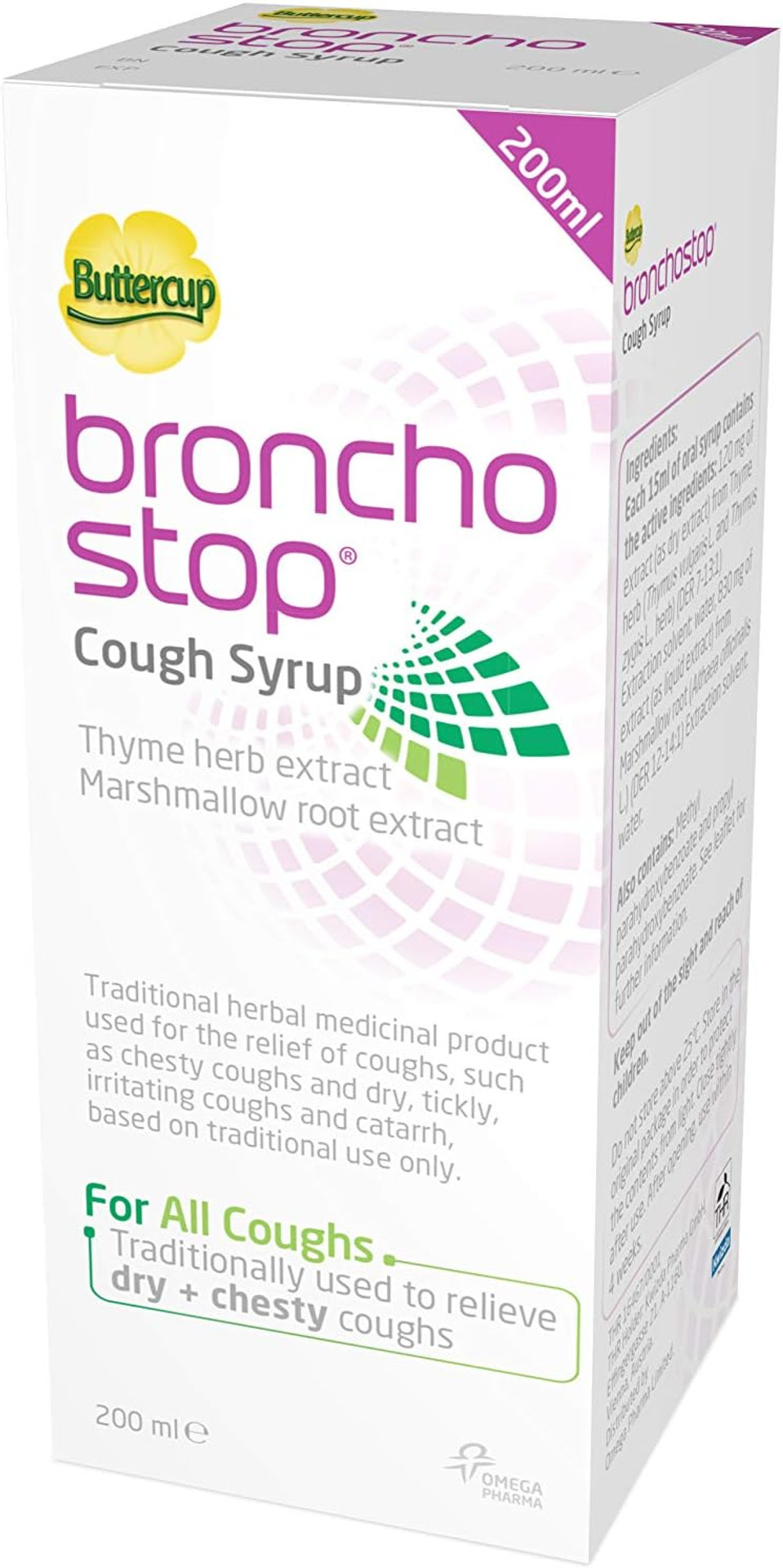 Bronchostop Cough Syrup - for The Relief of Any Cough - 200 ml (Pack of 2)