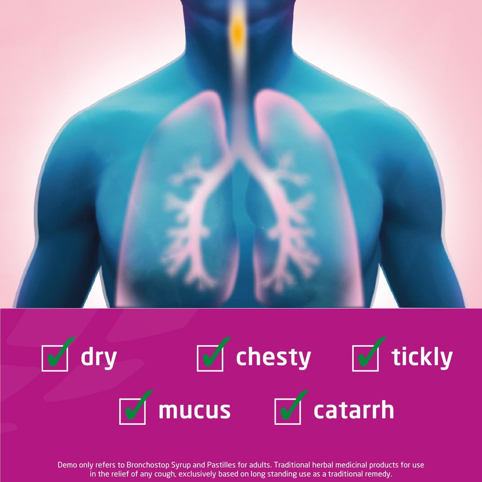 Bronchostop Cough Syrup - for The Relief of Any Cough - 200 ml (Pack of 2)