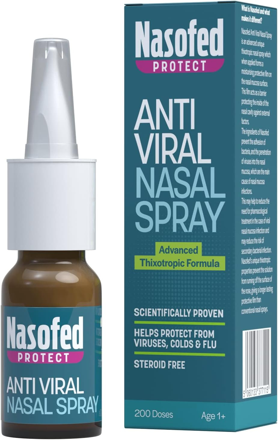 Nasofed Anti Viral Nasal Spray. Helps Protect from Viruses, Colds & Flu. 4 Hours Protection with Each Application. Steroid Free. 3 x 10 ml