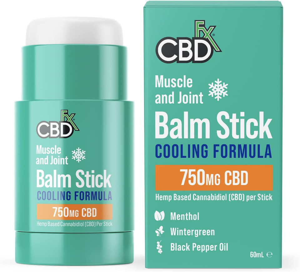 CBDfx 750mg CBD High Strength Muscle & Joint Balm Stick with Menthol, Wintergreen and Black Pepper Oil (60ml Hemp Balm Roll)