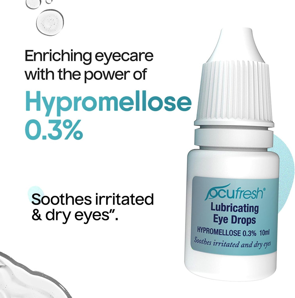 Ocufresh Hypromellose 0.3% Eye Drops | Refresh and Relieve Itchy, Tired & Dry Eyes | Lubricating Eye Drops for Irritated Eyes. Dry Eye ailments | Sterile | 10mL