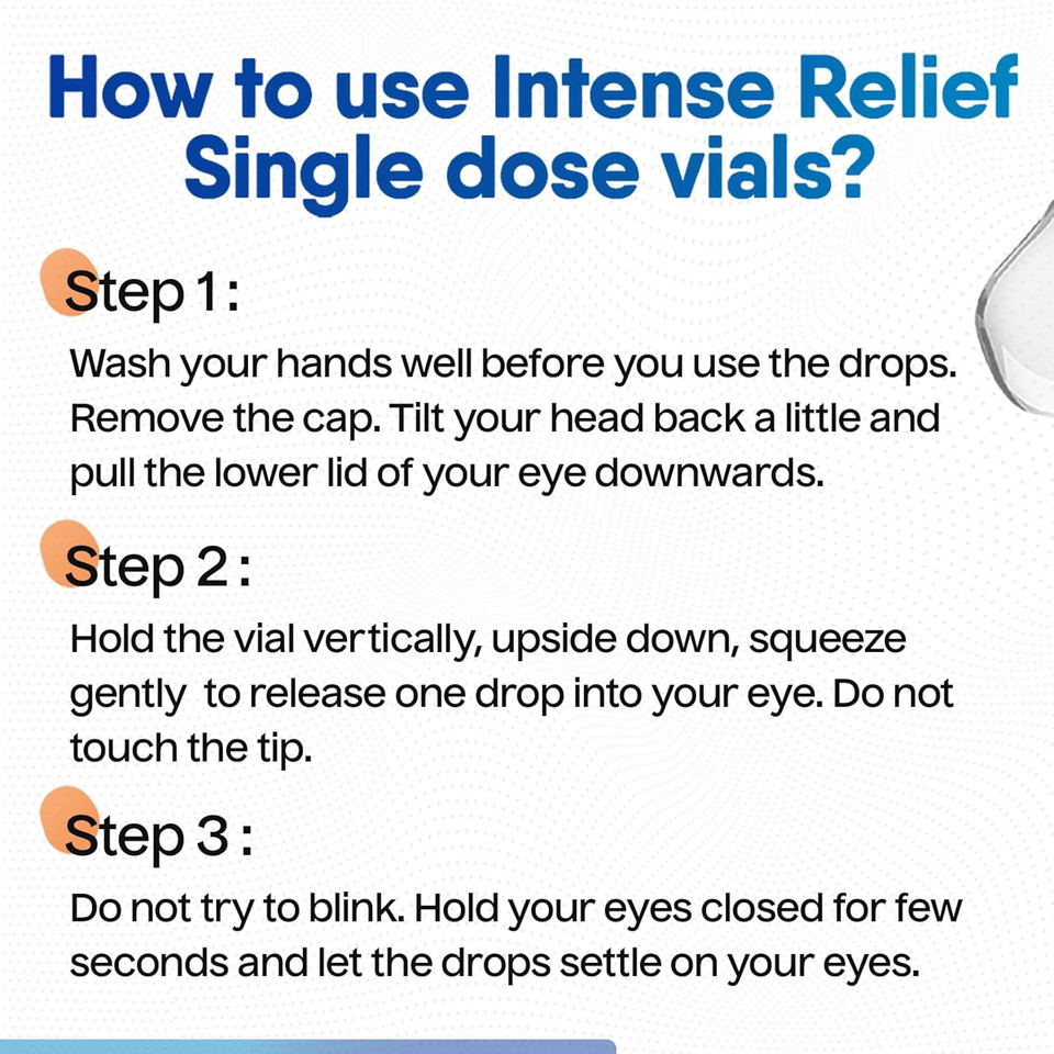 [New Launch] Ocufresh Intense Relief Eye Drops- Single dose [30x0.5ml vials] - Sodium Hyaluronate 0.4% - Advanced Care for Dry, Tired Eyes | Preservative Free | Contact Lens & Travel Friendly