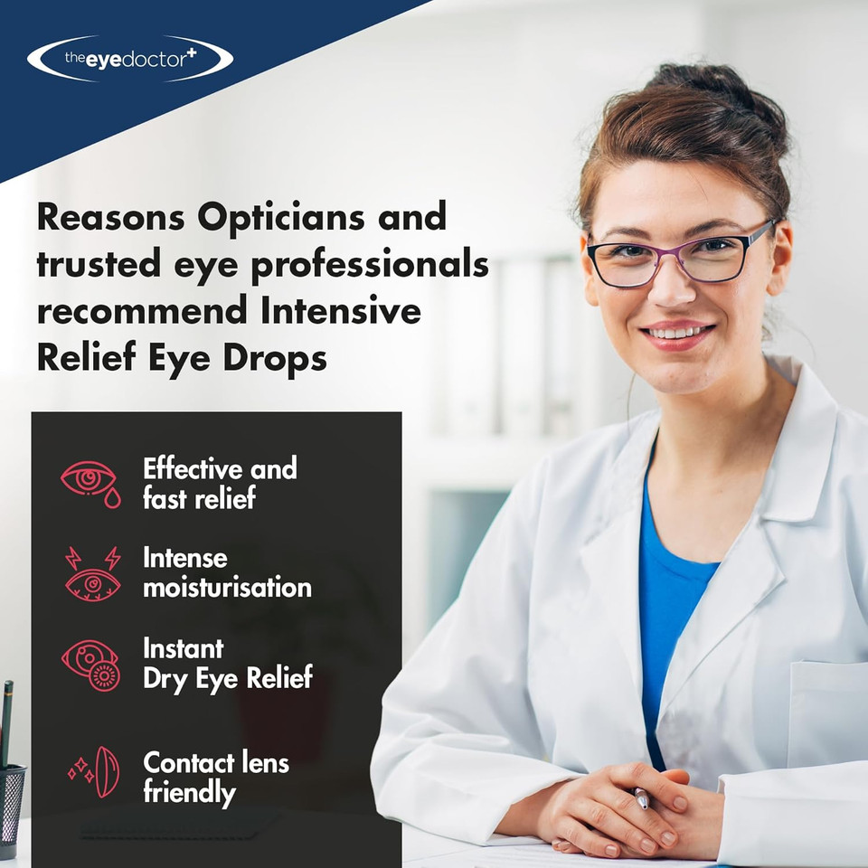 The Eye Doctor Intensive Eye Drops for Dry Eyes - Preservative Free Eyedrops for Dry Eye Relief - Gently Calms Itchy, Sore & Infected Eyes - Suitable for Contact Lenses with 0.3% Sodium Hyaluronate
