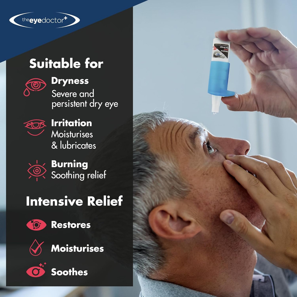 The Eye Doctor Intensive Eye Drops for Dry Eyes - Preservative Free Eyedrops for Dry Eye Relief - Gently Calms Itchy, Sore & Infected Eyes - Suitable for Contact Lenses with 0.3% Sodium Hyaluronate