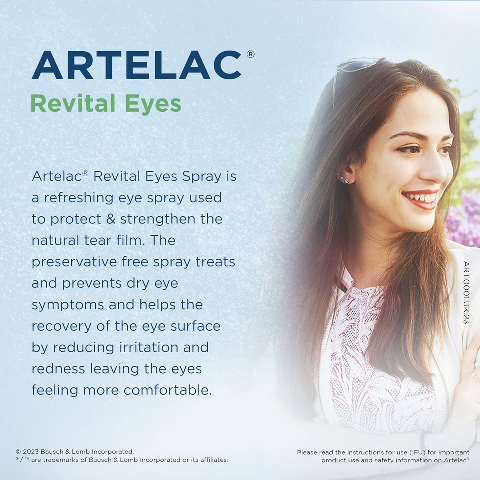 Artelac Revital Eyes Spray, Pro Defence Dry Eye Spray, Irritation, Inflammation and Redness, Preservative Free Eye Mist - Long Lasting Relief, Contact Lens Friendly, 17ml
