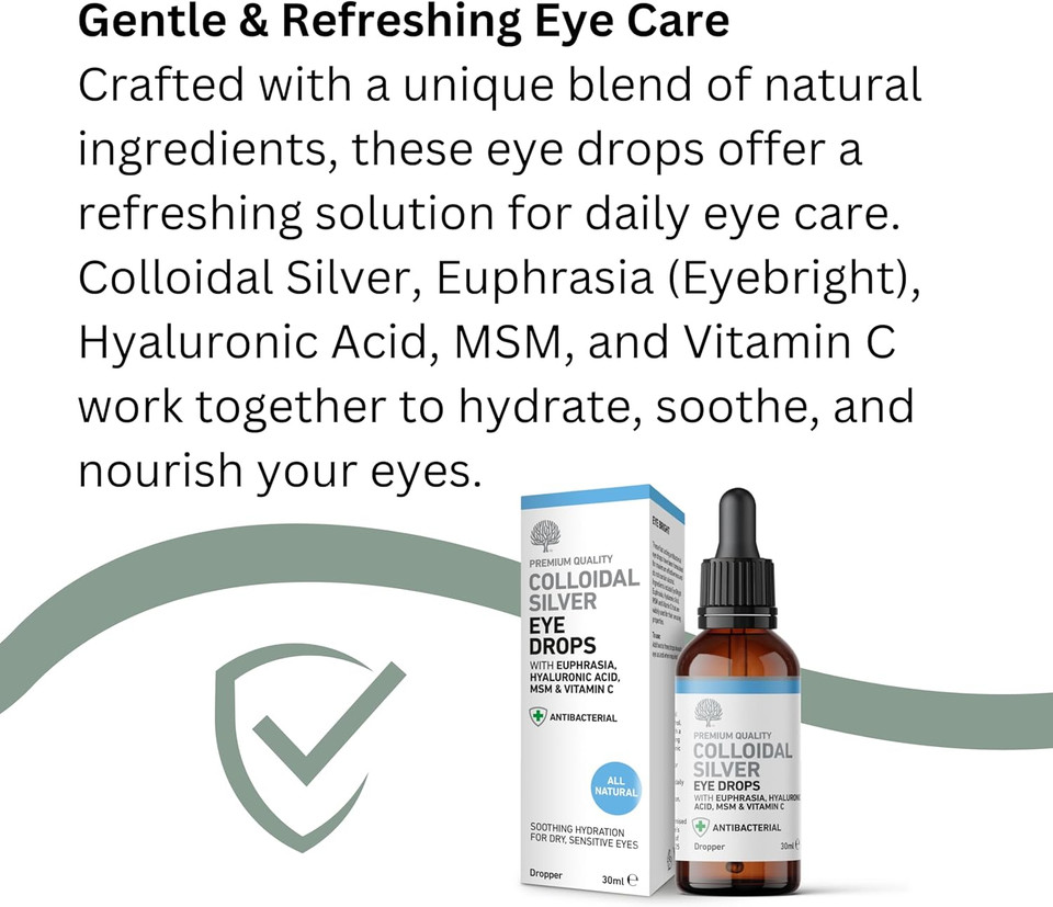 Nature's Greatest Secret Colloidal Silver All Natural Eye Drops with Euphrasia & MSM 30ml