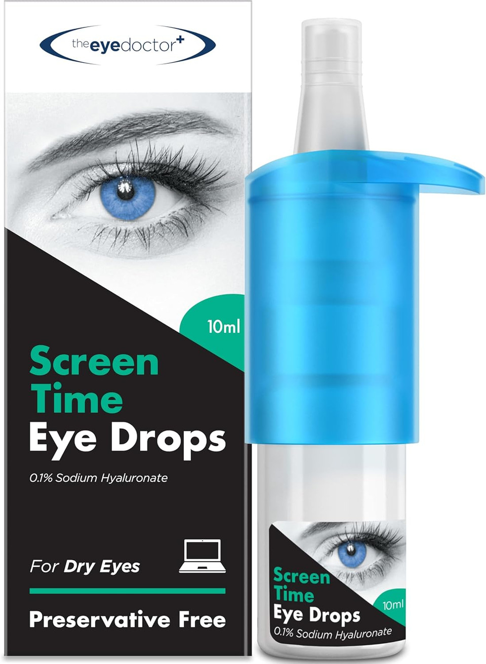 The Eye Doctor Screen Time Eye Drops for Dry Eyes - Preservative Free Eyedrops for Dry Eye and Tired Sore Eye Relief  Suitable for Contact Lenses with 0.1% Sodium Hyaluronate