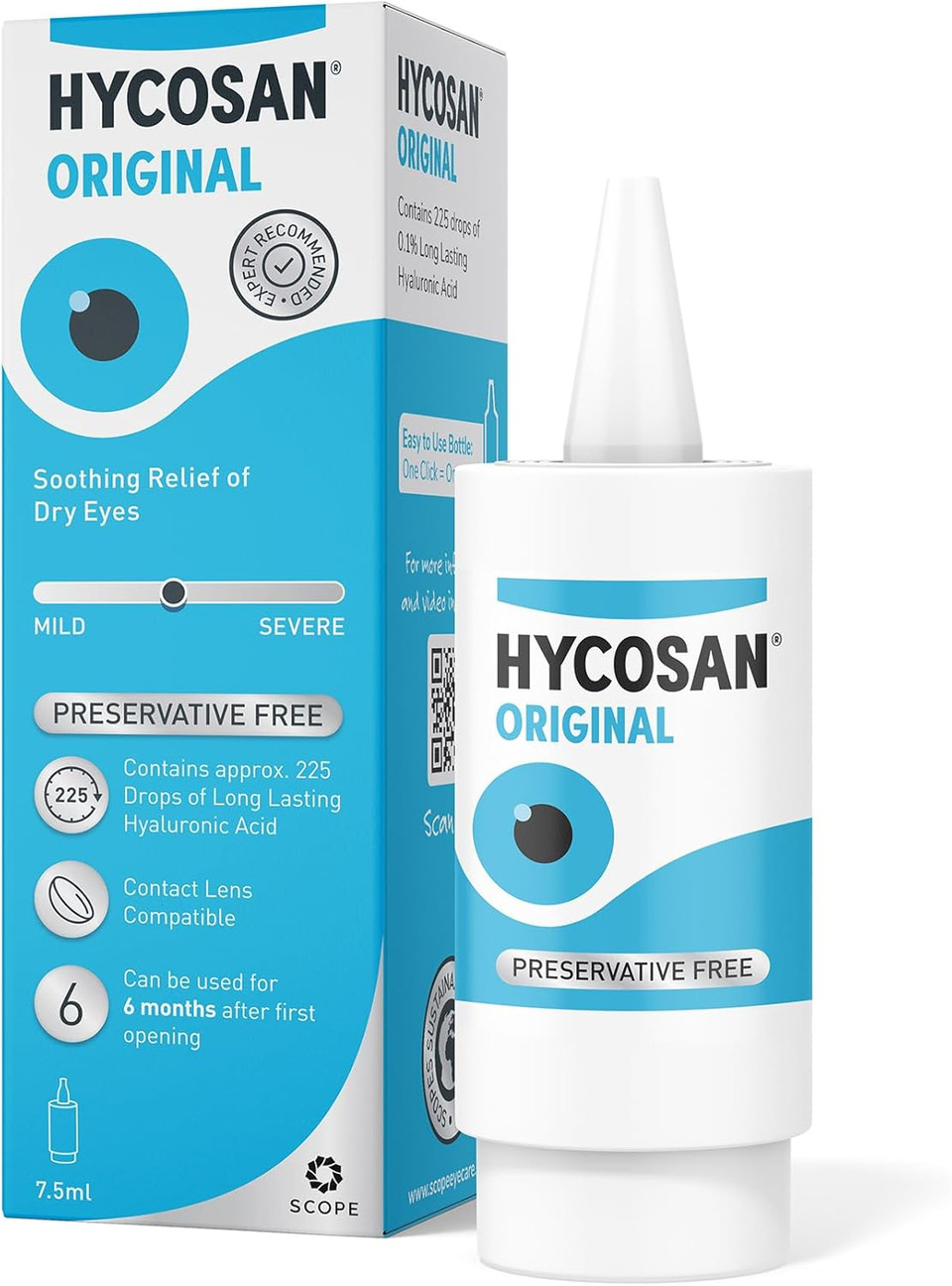 Hycosan Original - Twin Pack - Eye Drops with Hyaluronic Acid for Treatment and Rapid Relief of Mild to Moderate Dry Eyes - Preservative Free - 2 x 225 Measured Doses Hycosan Original - Twin Pack - Eye Drops with Hyaluronic Acid for Treatment and Rapid Relief of Mild to Moderate Dry Eyes - Preservative Free - 2 x 225 Measured Doses