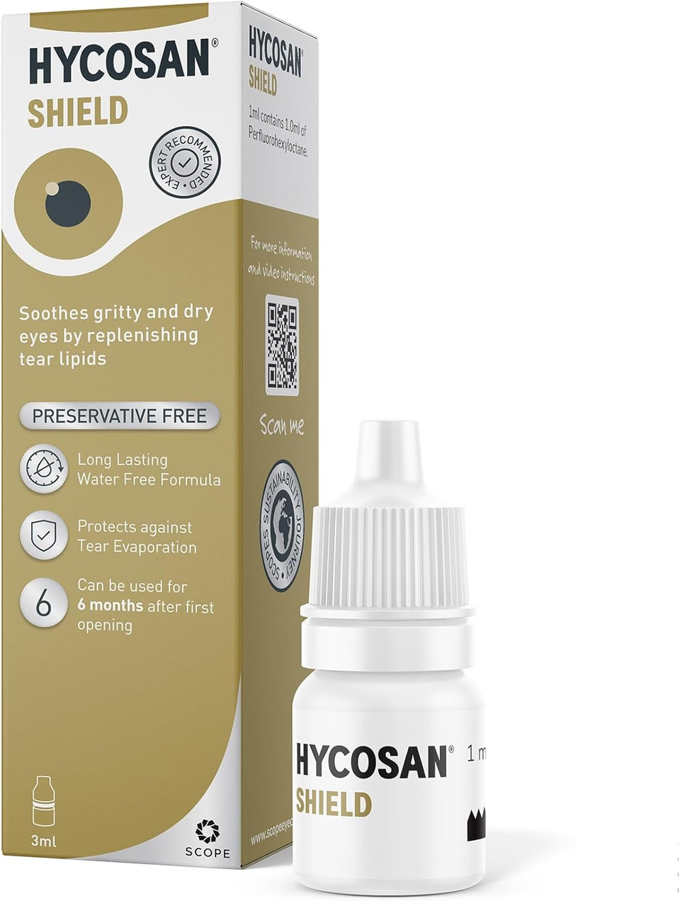 Hycosan Shield Eye Drops  Preservative Free Single Ingredient Formula for Management of Dry Eyes  280 Applications  3ml