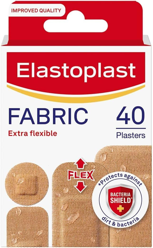 Elastoplast Fabric Extra Flexible Plaster, Pack of 40, Cranberry