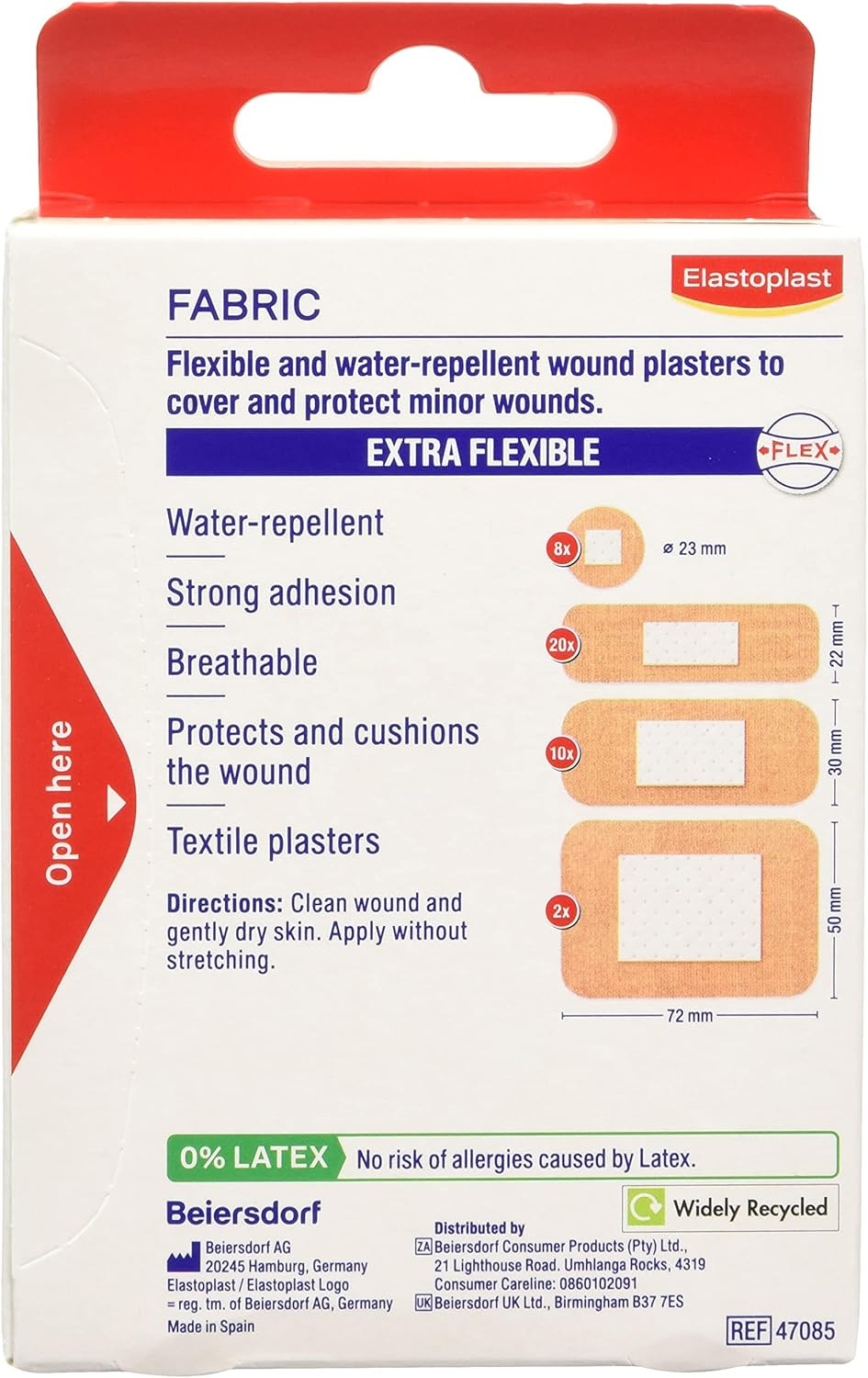 Elastoplast Fabric Extra Breathable, 40 Diferent Shapes Plasters/ Wound Pad Colour Tan (Water - repellent)