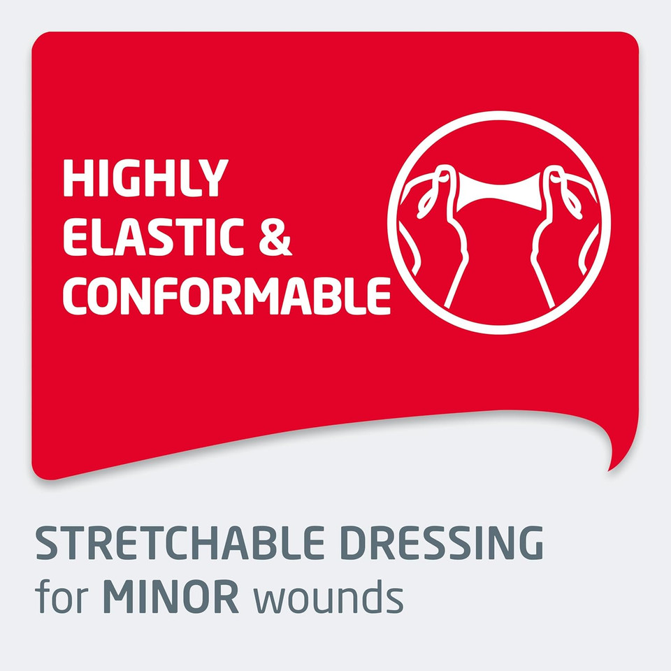 Leukoplast Elastic First Aid Plaster Strips - Flexible Adhesive Soft Absorbent Padded Fabric - Finger Cuts, Blisters & First Aid Accessory - 20 PCs