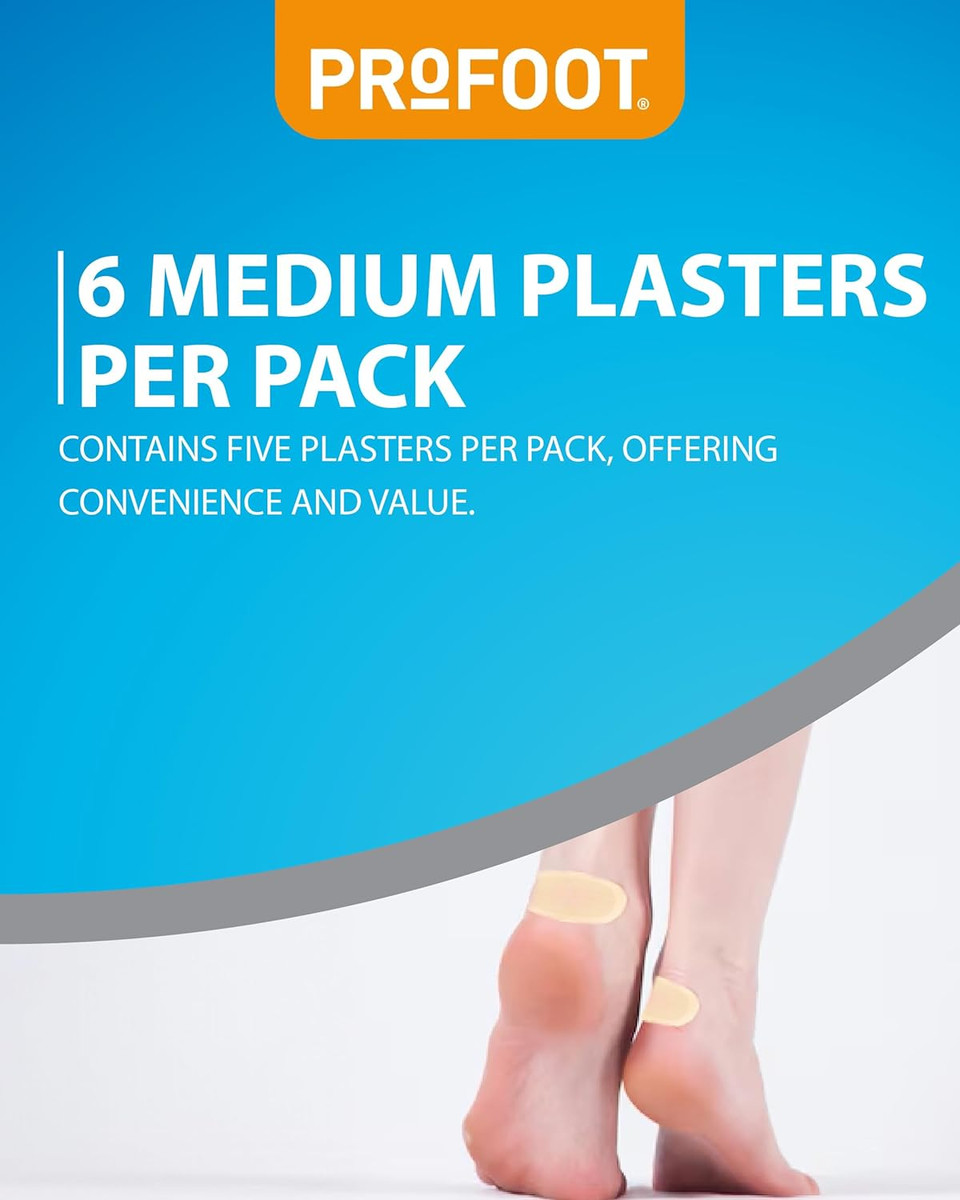 Profoot Blister Plasters - 6 Medium Hydrocolloid-Based Plasters - Ideal for Painful Blisters - Prevents Painful Rubbing - Instant Pain Relief - Stays in Place