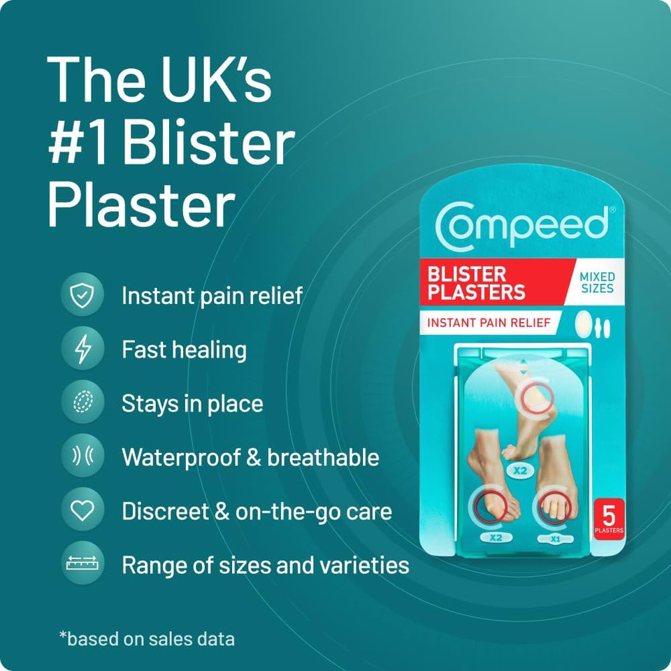 Compeed Blister Plasters Mixed Size 5 Pack - Hydrocolloid Foot Treatment - Heal Fast