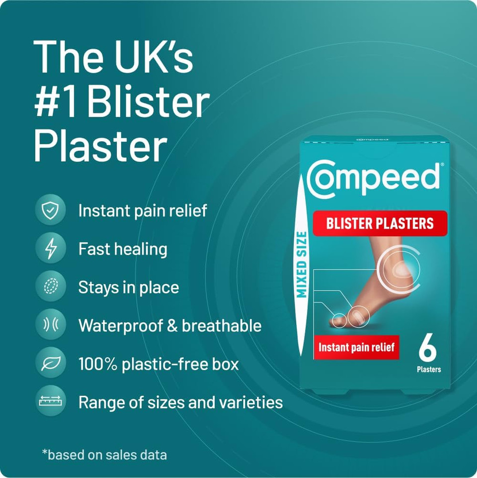 Compeed Blister Plasters Mixed Size 6 Pack - Hydrocolloid Foot Treatment - Heal Fast