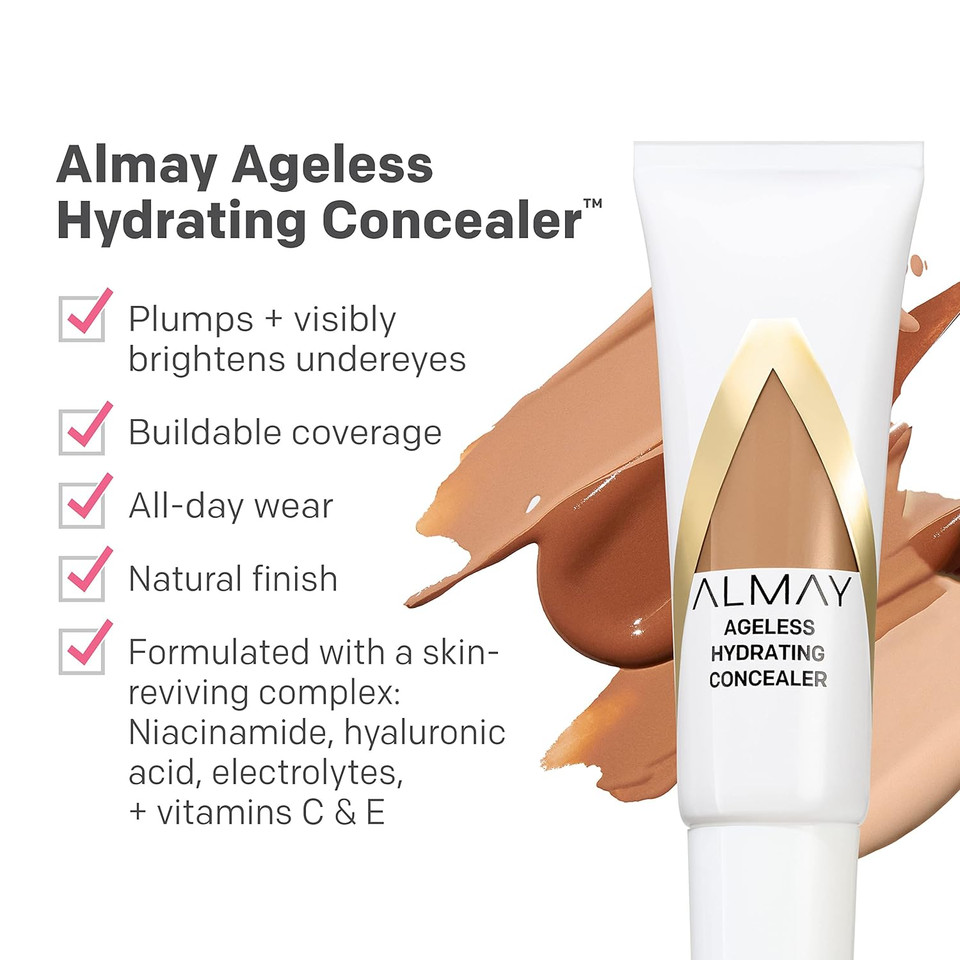 Almay Anti-Aging Concealer, Face Makeup With Hyaluronic Acid, Niacinamide, Vitamin C & E, Hypoallergenic-Fragrance Free, 030 Medium, 0.37 Fl Ozmedium