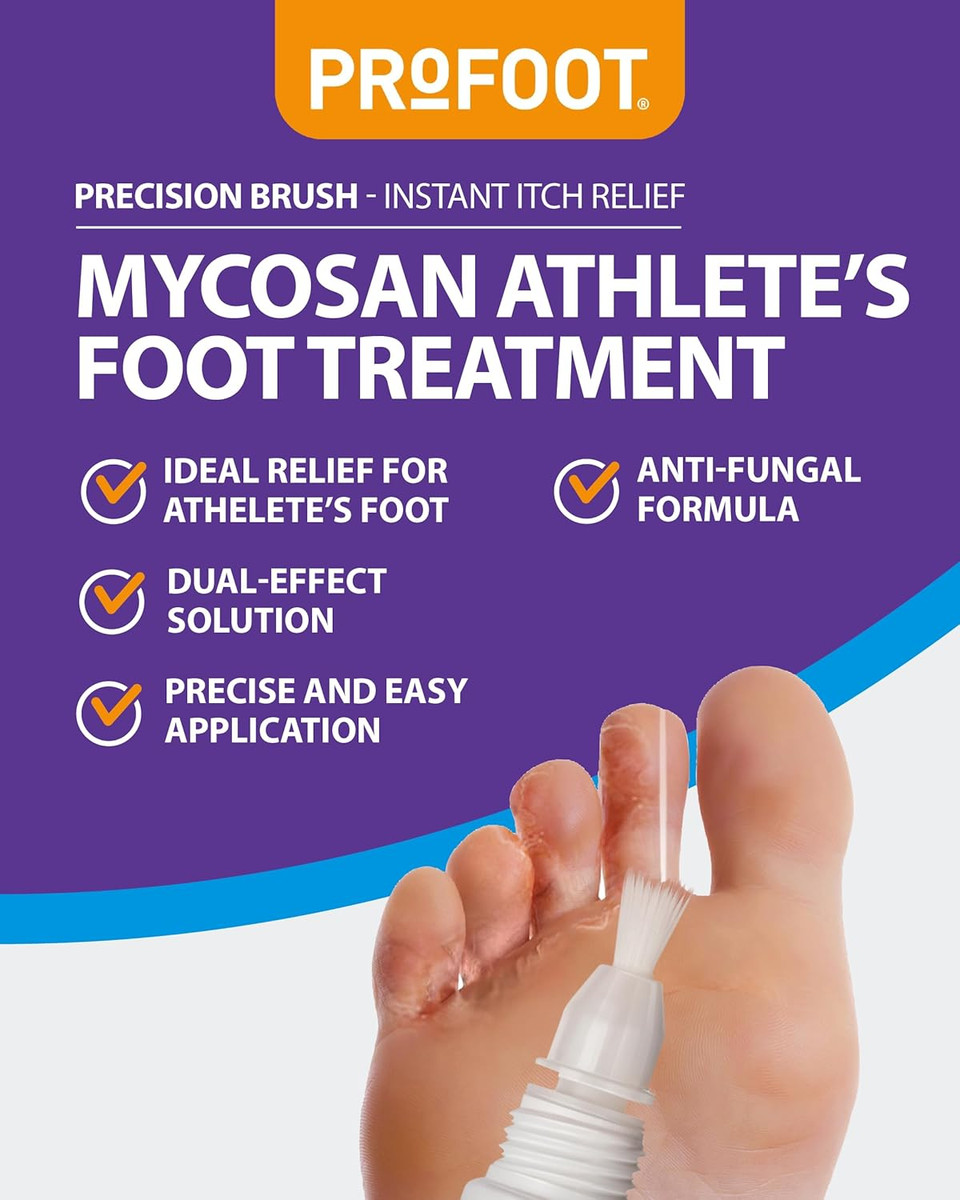 Profoot Mycosan Athlete's Foot Treatment - Hygenic & Effective Precision Brush - Antifungal Gel, Kills 99.9% of Fungi - Targeted, Fast Action Relief