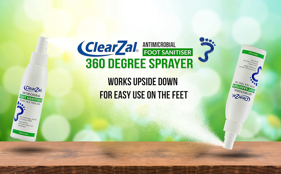 ClearZal Antimicrobial Foot Sanitiser - Stops Athlete's Foot and Foot Fungus - 118ml