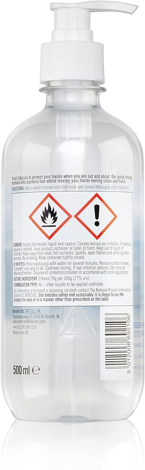 CUTICURA Original Anti Bacterial Hand Gel 100ml, Multipack of 6. Quick Drying. Kills 99.9% Bacteria. Anti Viral Action. Personal & Commercial Use. Prevent Spread of Germs