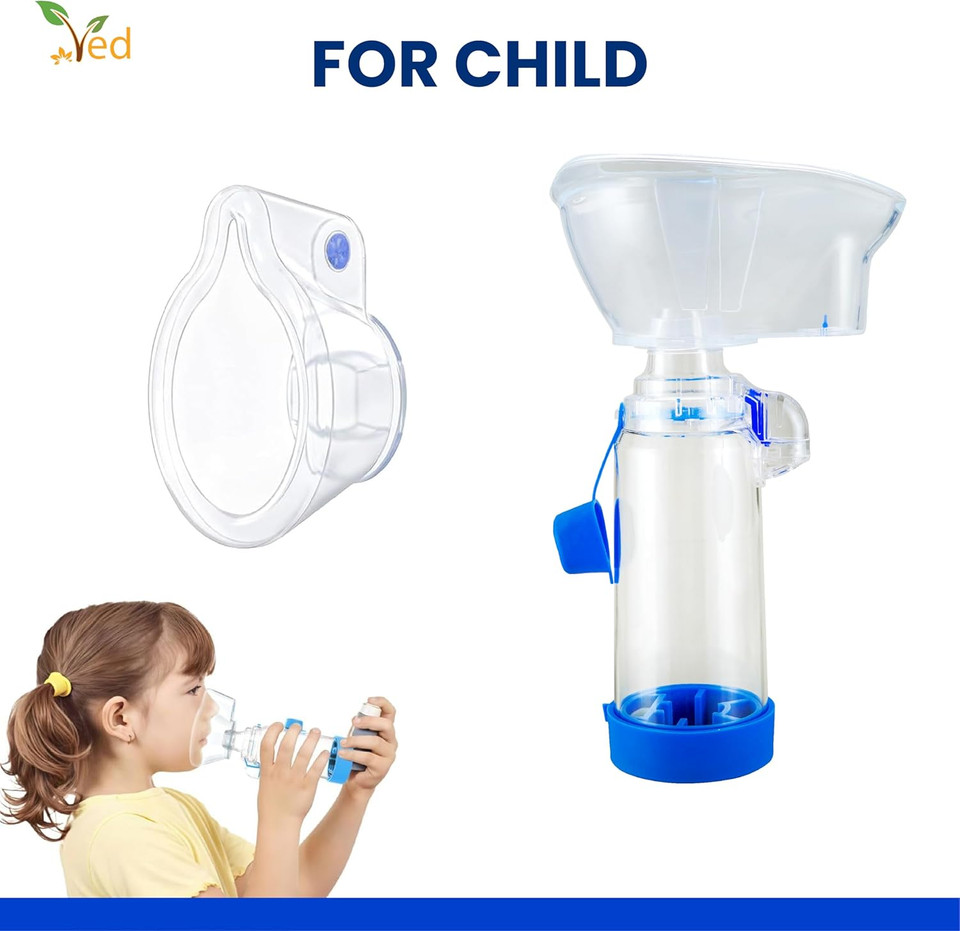 Inhaler Spacer Anti-Static Spacer Device, Inhaler Chamber, use with Metered Dose Inhaler, BPA and Latex Free for Adult.(Blue)