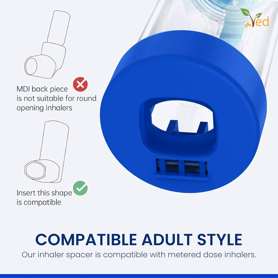Inhaler Spacer Anti-Static Spacer Device, Inhaler Chamber, use with Metered Dose Inhaler, BPA and Latex Free for Adult.(Blue)