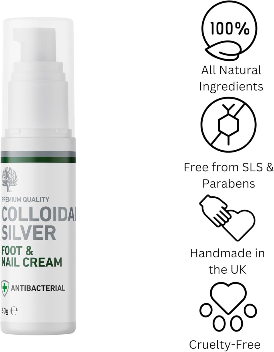 Nature's Greatest Secret All Natural Antibacterial Colloidal Silver Foot & Nail Cream 50g