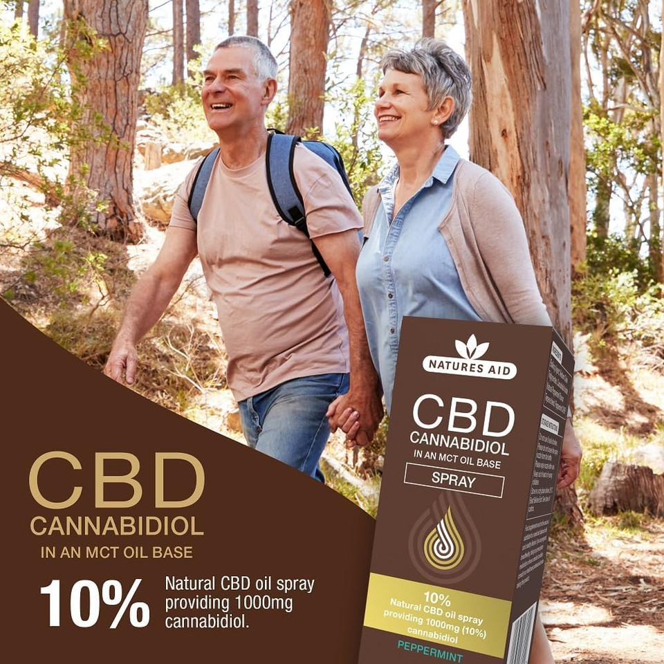Natures Aid CBD Oil 5% Spray 500mg - Supports Stress Sleep & Anxiety Relief - Natural Peppermint Flavour - High Potency Cannabidiol - Non-GMO, Vegan - Easy Dose Oral Spray - 10ml