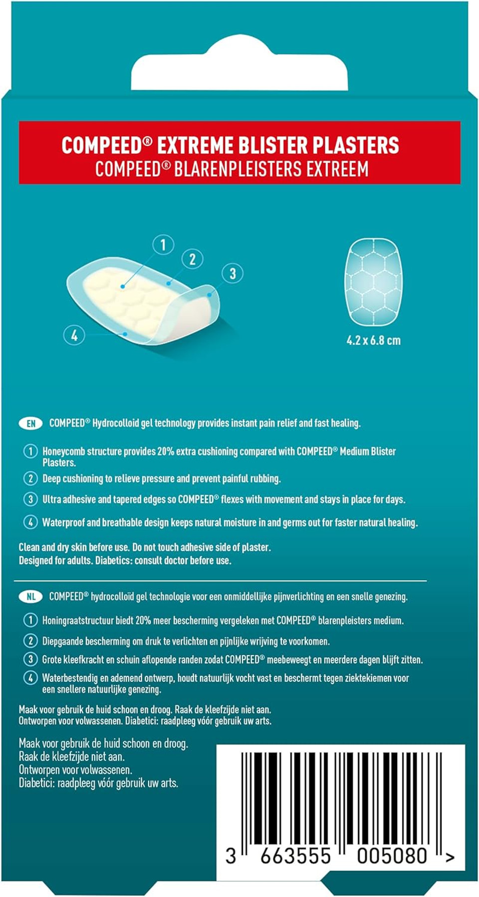 Compeed Blister Plasters Extreme 10 Pack - Hydrocolloid Foot Treatment - Heal Fast