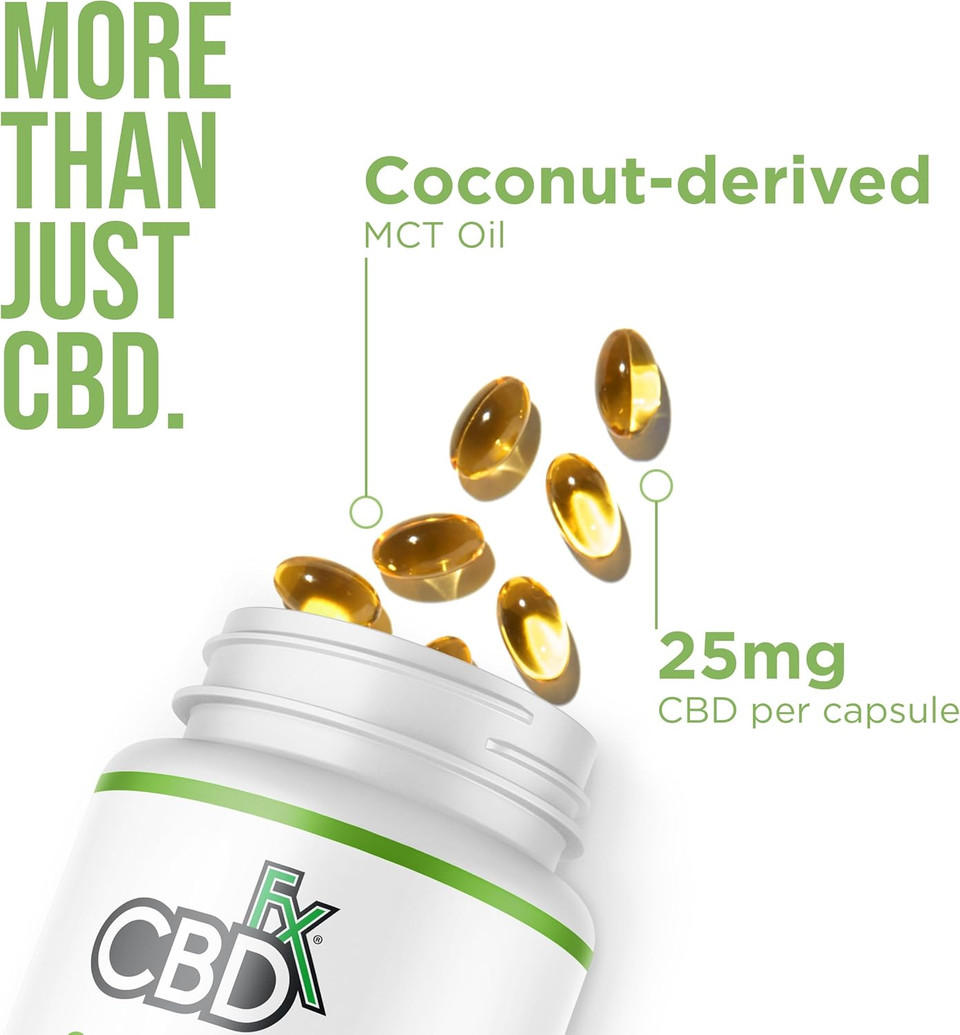 CBDfx 750mg CBD High Strength Broad Spectrum Soft Gel CBD Capsules, 25mg CBD per Capsule, Organic, Gluten-Free, 30 Capsules in Total (15-30 Days)