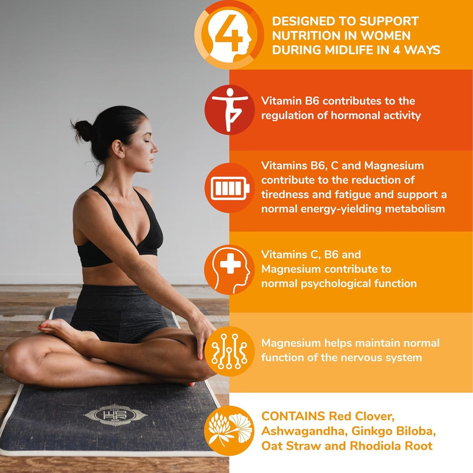 Health & Her Perimenopause Mind+ Supplements for Women - with Red Clover, Ashwagandha, Gingko Biloba - 1 Month Supply, 30 Capsules - Vegan & Gluten Free