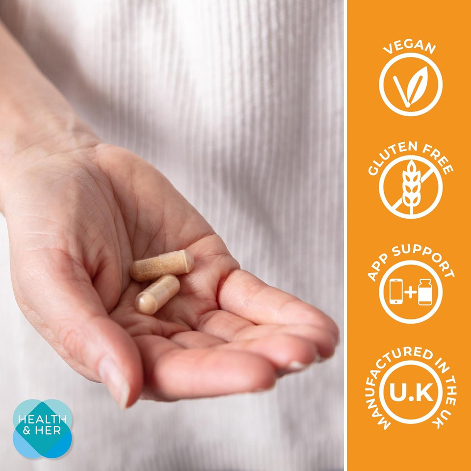 Health & Her Perimenopause Mind+ Supplements for Women - with Red Clover, Ashwagandha, Gingko Biloba - 1 Month Supply, 30 Capsules - Vegan & Gluten Free