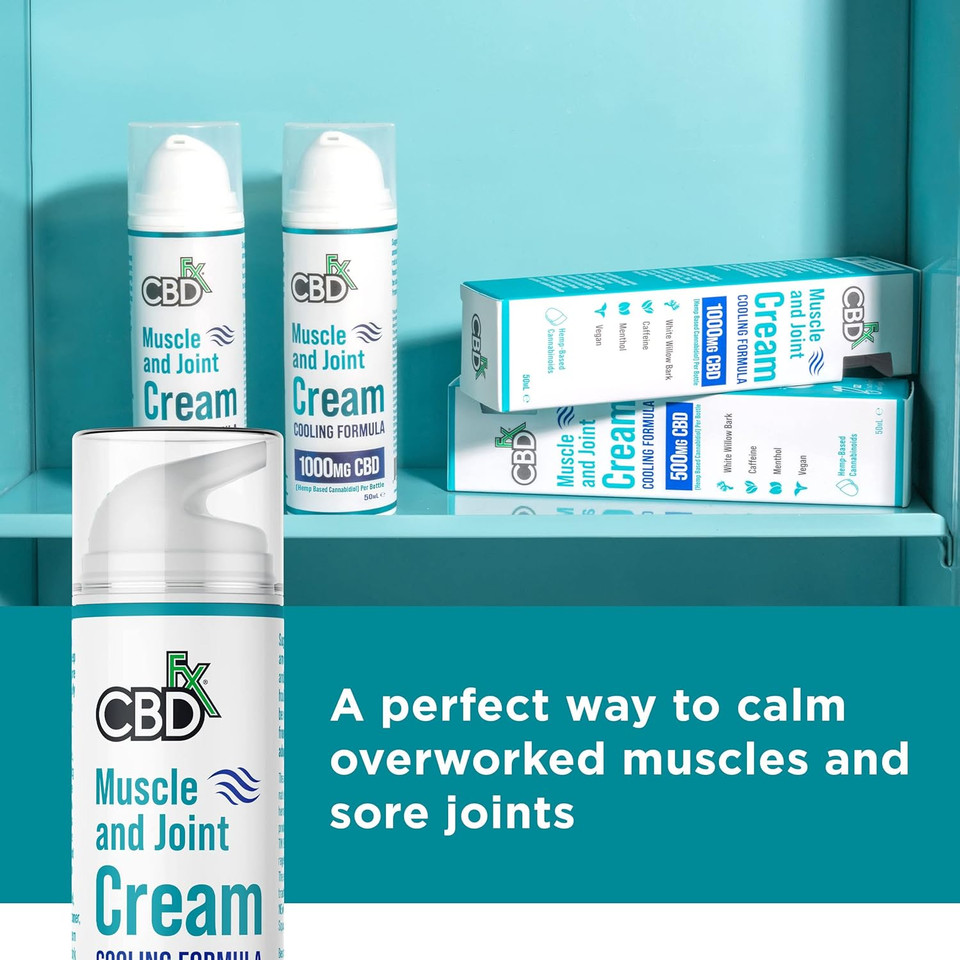 CBDfx 500mg CBD High Strength Muscle & Joint Cream with Caffeine, Menthol and White Willow Bark, Cooling CBD Cream, Cruelty Free, 50ml Hemp Cream CBDfx 500mg CBD High Strength Muscle & Joint Cream with Caffeine, Menthol and White Willow Bark, Cooling CBD Cream, Cruelty Free, 50ml Hemp Cream