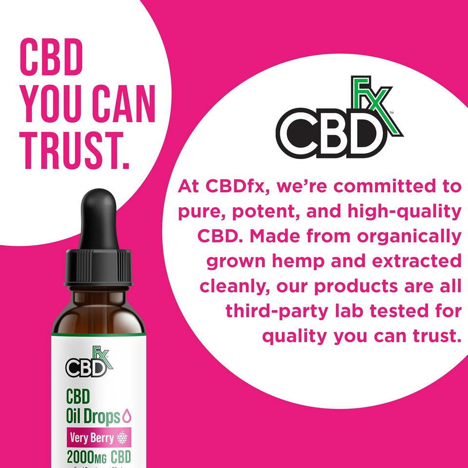 CBDfx 2000mg CBD Oil, High Strength CBD Oil for Stress, Anxiety & Sleep Support, Lush Lime Flavoured CBD Drops, Blended with MCT Oil, No THC, 30ml