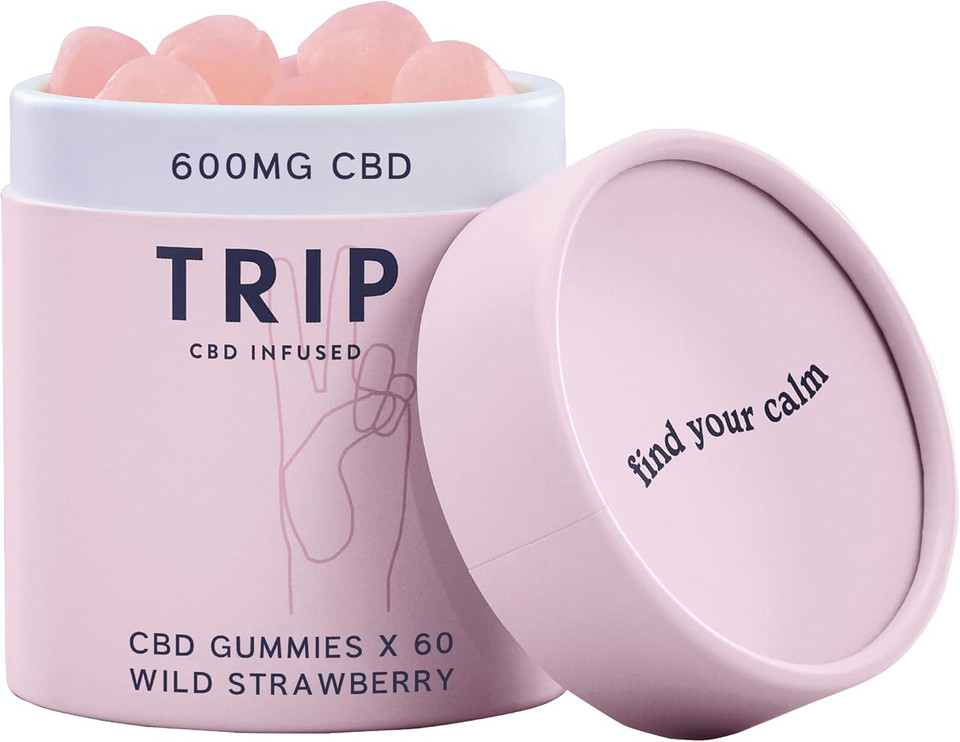 TRIP CBD Infused Wild Strawberry Gummies (2 Pack, 60 Gummies). High Strength CBD Edibles. 600MG CBD  Vegan, THC-Free, Natural Flavour