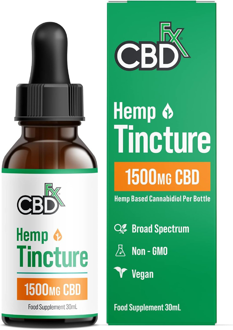 CBDfx 1500mg CBD High Strength CBD Oil, Improved Purity, All Natural, Vegan, Non-GMO, Broad Spectrum, Blended with MCT Oil, No THC, 30ml (30 Days)