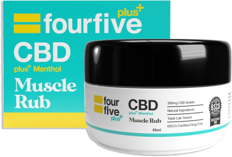 fourfive CBD Muscle Rub 300mg (High Strength) with Cooling Menthol & Vitamin E for Muscle Relief, Natural & Vegan Friendly - 45ml