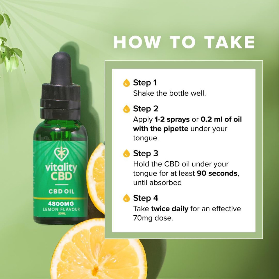 Vitality CBD Drops, Spray in MCT Oil 4800 mg, Lemon, 30 ml, NO THC