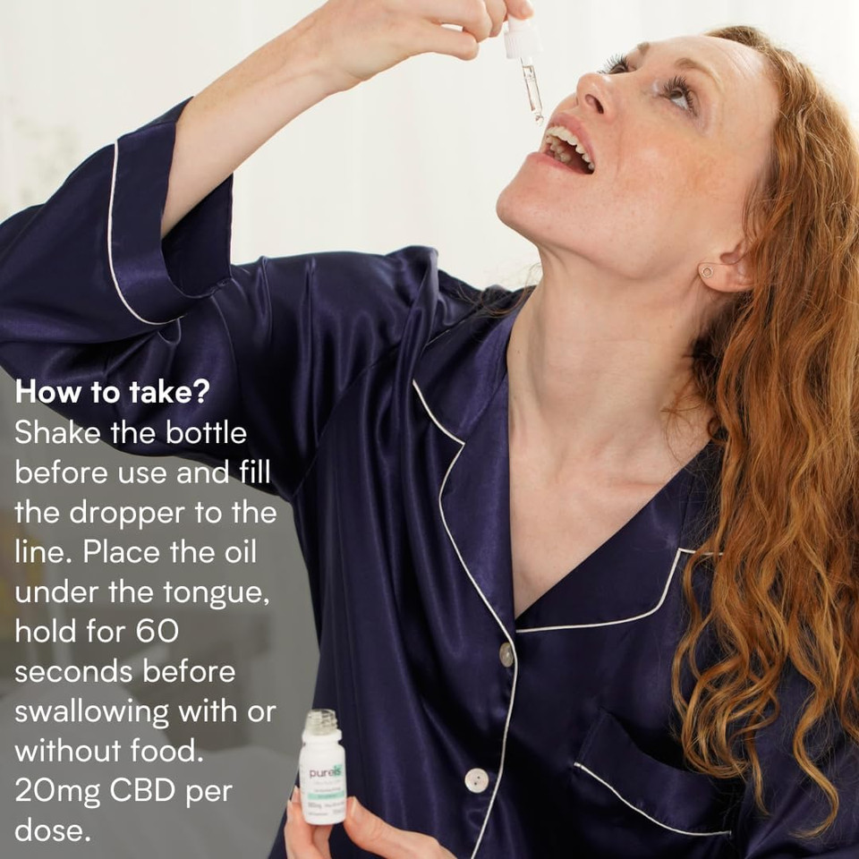 Pureis CBD Oil, Ultra Pure, Fast Absorbing - Spearmint Flavour Oral Drops CBD Supplement - 560mg = 20mg of CBD per use - 0% THC, Non-Addictive, Vegan, Gluten-Free - 10ml