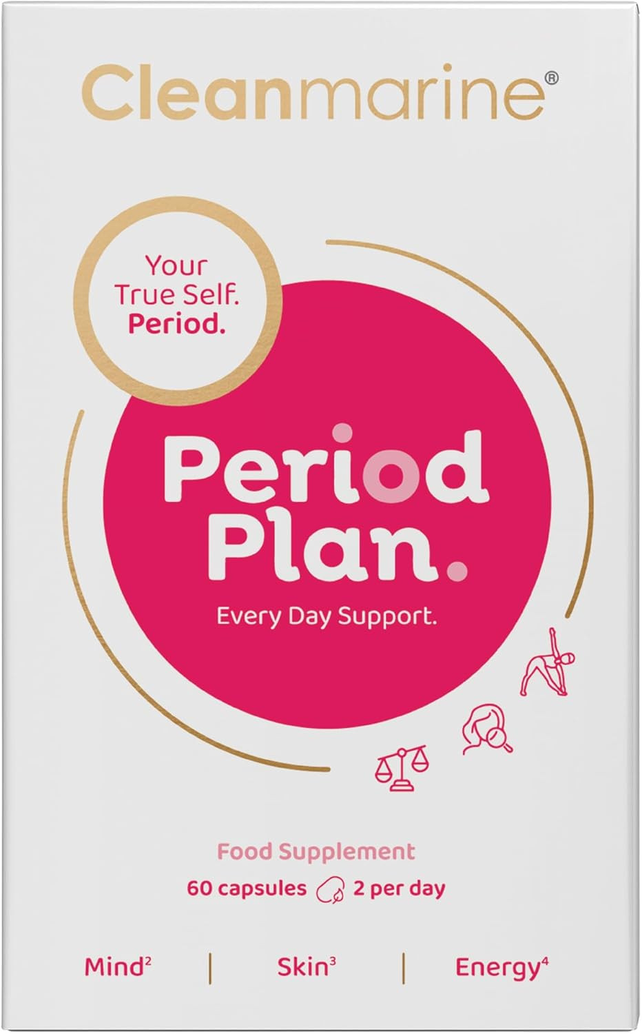 Cleanmarine Period Plan | Unique, All-in-One Blend of Natural Nutrients - Help Balance Your Bodys Daily Needs, All Month Long  Provides Hormonal Support, Plan A for Your Periods - 120 Capsules