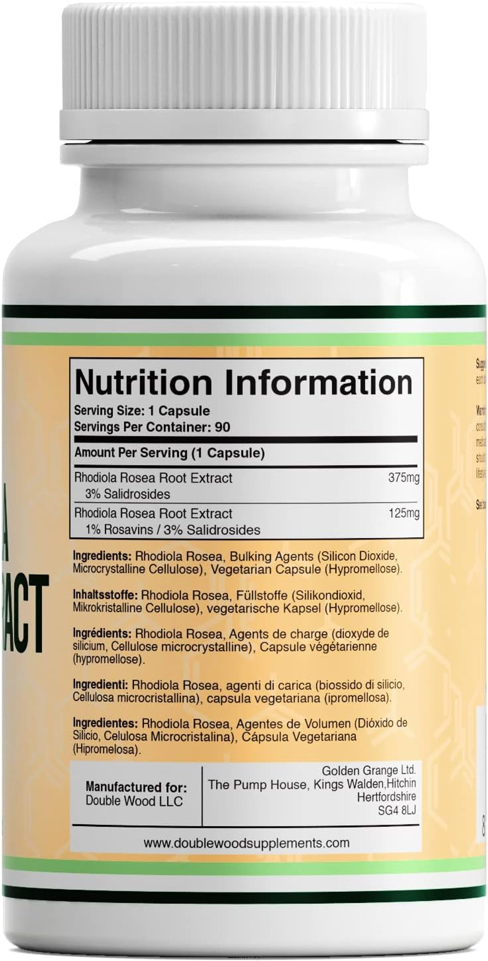 Rhodiola Rosea Supplement 500mg, 120 Vegan Capsules (Made and Tested in The USA, 3% Salidrosides, 1% Rosavins Extract) Natural Stress Level Support Pills by Double Wood Supplements
